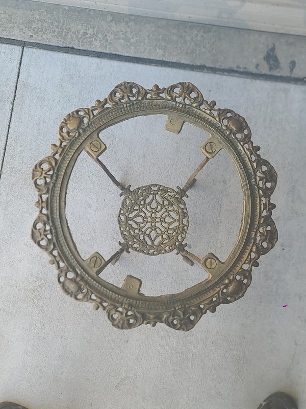 Antique Victorian French Art Nouveau Two-Tier Brass / Plant Stand / Table 28" gallery