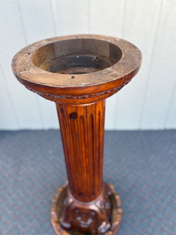 67416 Marble Top Decorative Pedestal with Carved Mahogany Column gallery