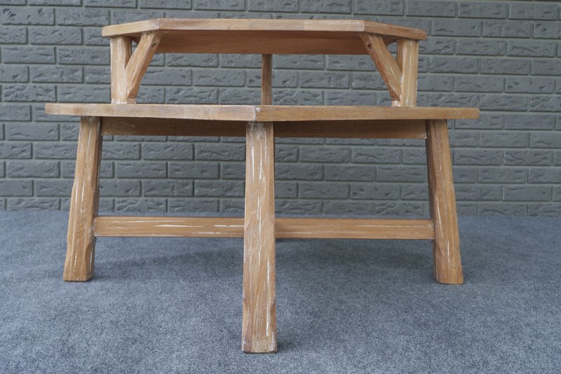 Mid Century Rustic Western Brandt Furniture Ranch Oak Step Corner Table gallery