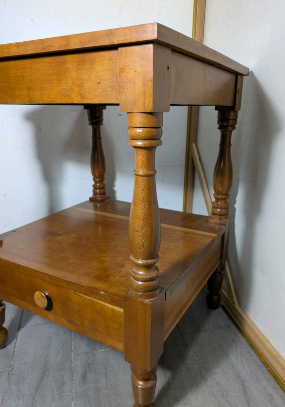 Antique 1800s Rustic Primitive Country Colonial 1-Drawer 2-Tier Side Table gallery