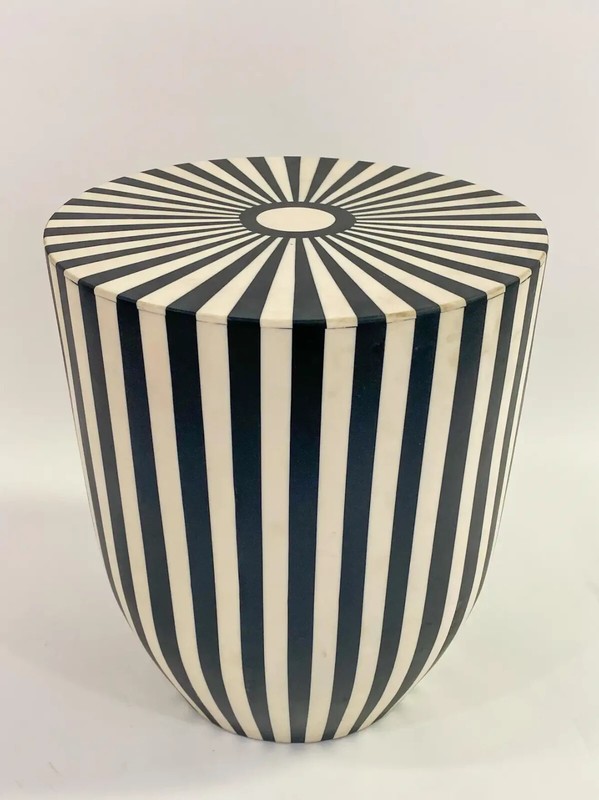 Art Deco Style Black and White Resin Side, End Table or Stool, a Pair gallery