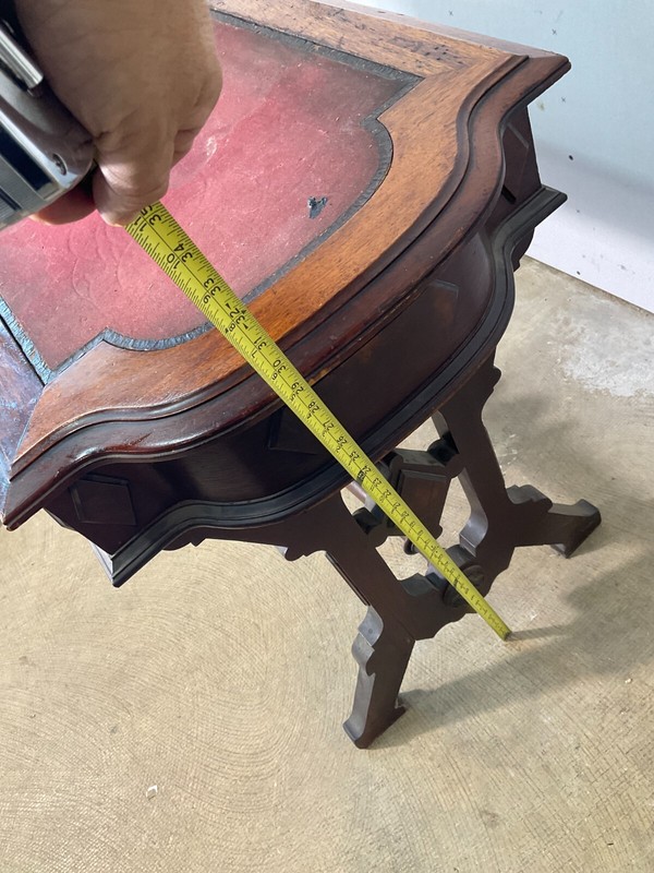 Antique Victorian Burl Walnut Sewing Table Work 1870 Stand Renaissance Revival gallery