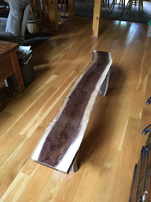 live edge wood slab Bench, Walnut gallery