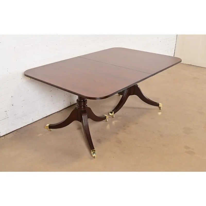 Baker Furniture Georgian Cherry Wood Extension Dining Table, Newly Refinished gallery