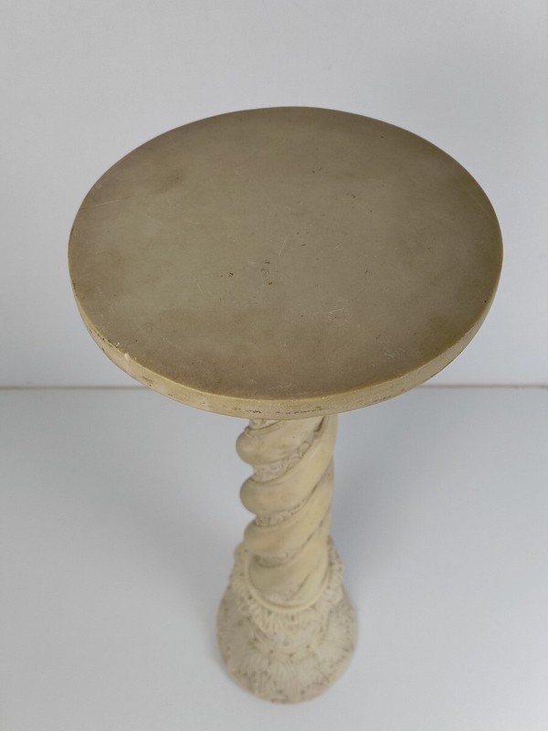 Large Column Pedestal White Marble look Resin Signed Guelfi Ornate plant stand G gallery