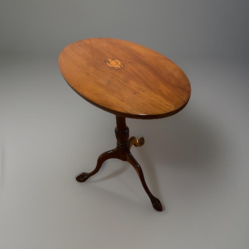 Antique Federal Mahogany Tilt Top Table with American Eagle Marquetry, C 1790 gallery