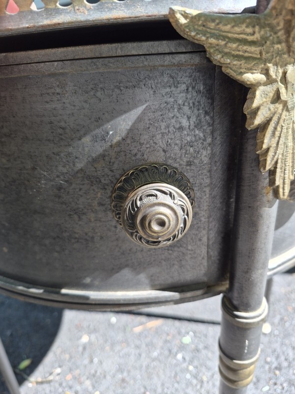 Vintage Trouvailles French Empire Style Metal Drum Table gallery