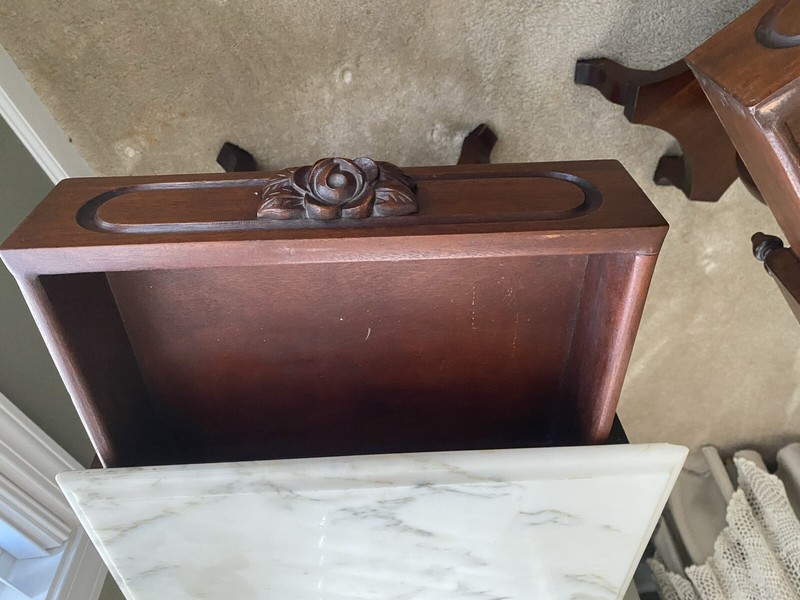 Italian Marble, Rosewood Lyre Side Tables by Thomas Seymour of Boston, Mass. gallery