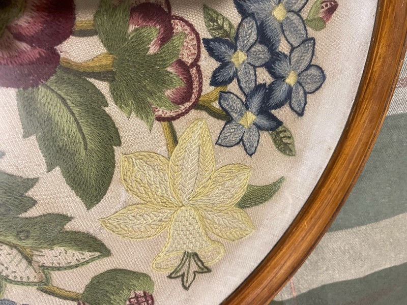 Vintage Beech Wood Needlework Embroidered Folding Gate Side Table Restoration gallery