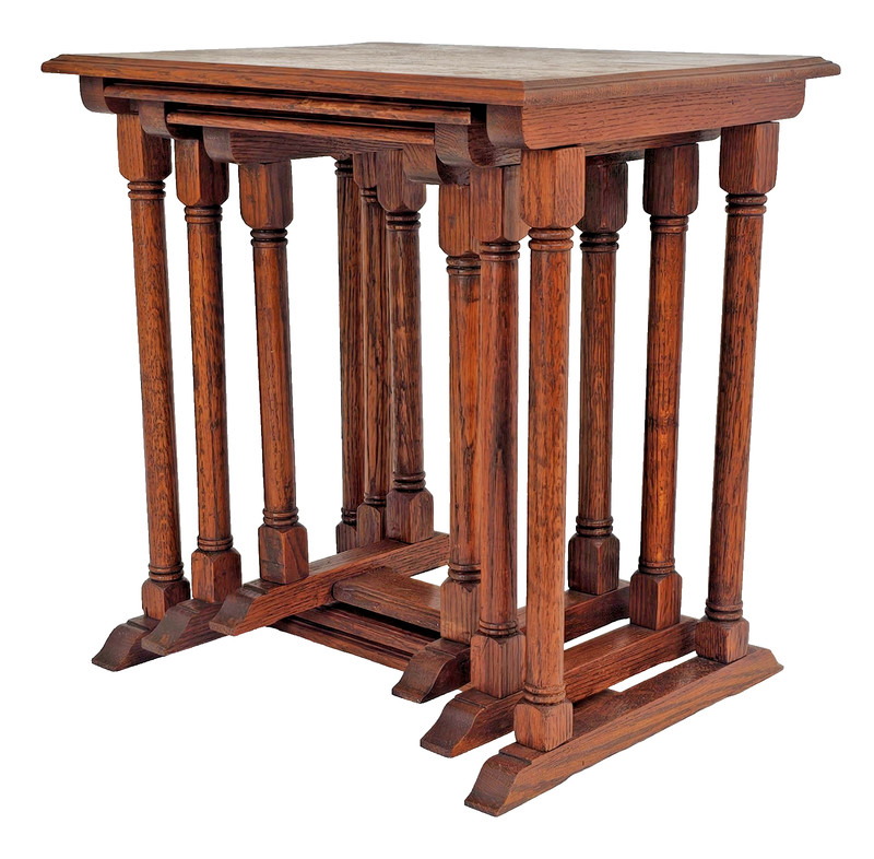 Vintage 1950s American Oak Nesting Tables Set of 3 – Solid Wood Side Tables gallery