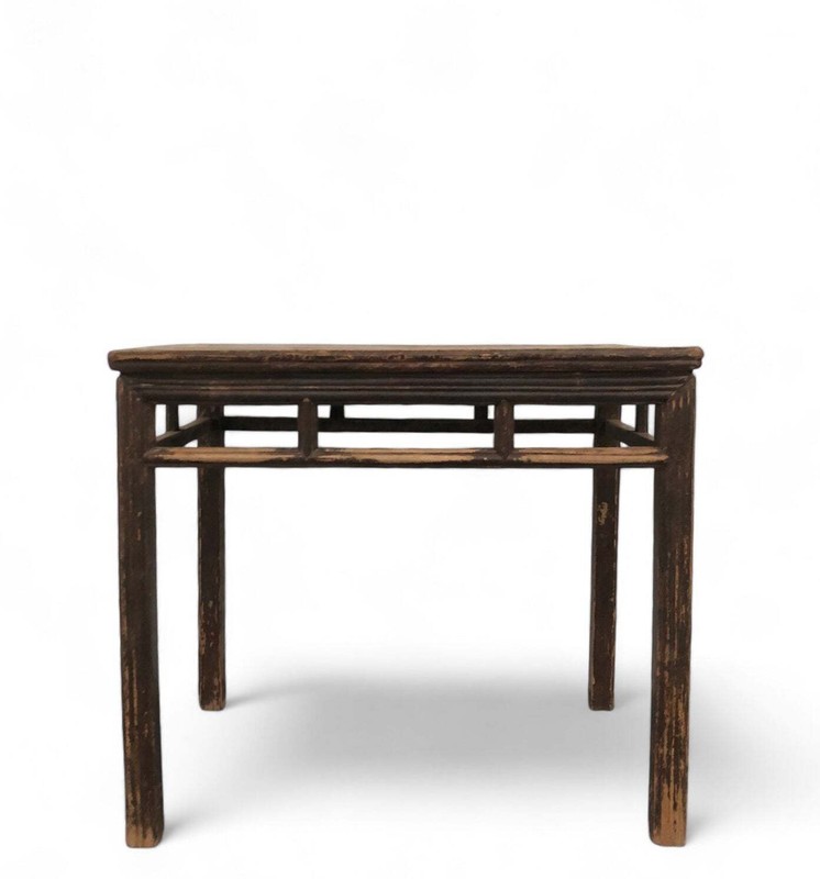 Antique Console or Wine Table with Stretchers, 35;8" Inch Long gallery