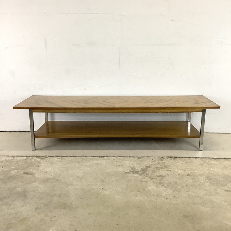 MCM Two-Tier Wood and Chrome Coffee Table gallery