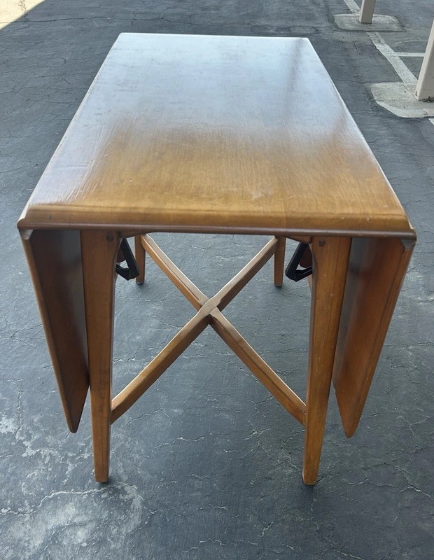 Vintage Rustic Farmhouse Country Pine Wood Drop Leaf Butterfly Gate Leg Table