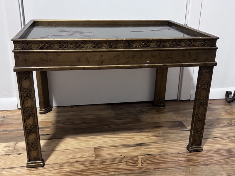 Vintage Chinoiserie Lacquered Coffee Table – Hand-Painted – Rare gallery