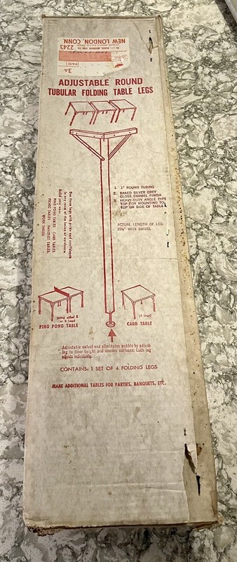 Adjustable Round Tubular Folding Table Legs – Vintage NIB – 4 Legs Total