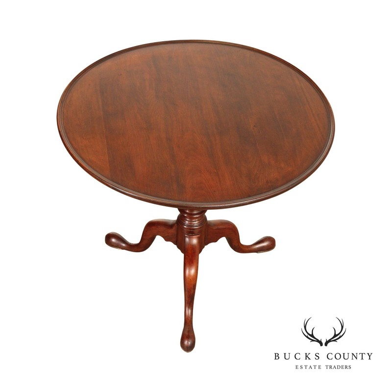 Antique Queen Anne Style Solid Mahogany Round Tilt-Top Table