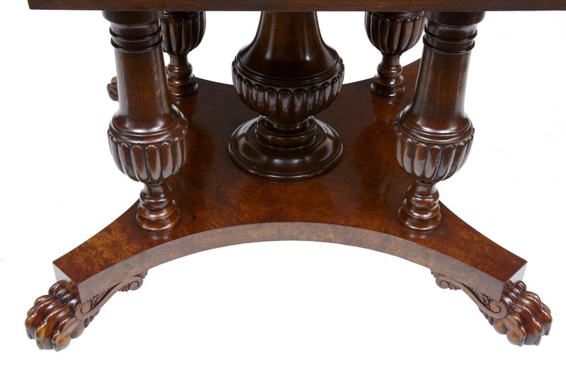 ENGLISH MADE CARVED WALNUT JUPE DINING TABLE gallery