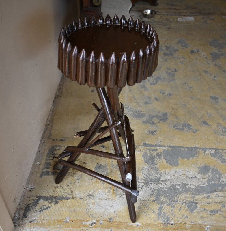 Vintage Primitive Adirondak Style Side Tables or Smoke Stand gallery