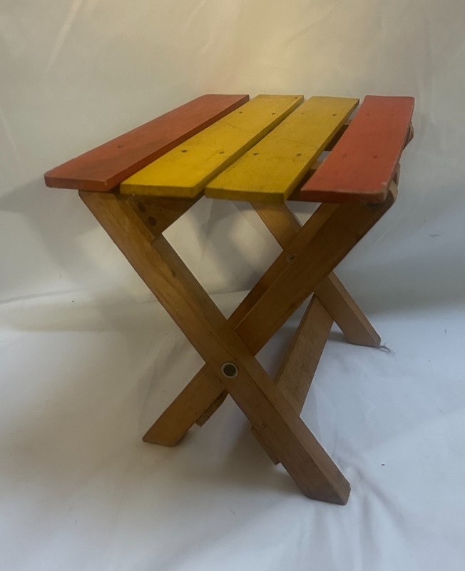 Vintage Slatted Top Wooden Folding Table Child's Farmhouse Primitive 8x12" gallery