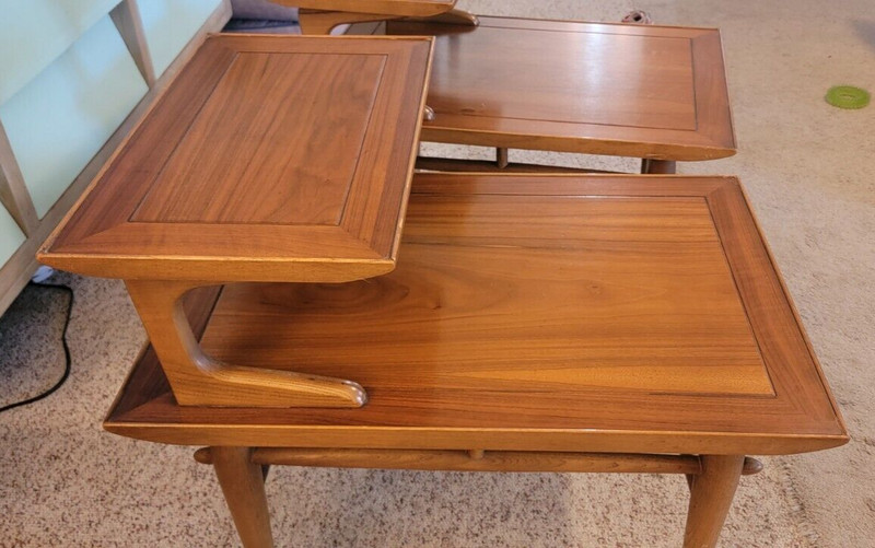 Lane Acclaim, Altavista, Mid-Century Dovetail Side Tables 1950s x2 Ser. #s same gallery