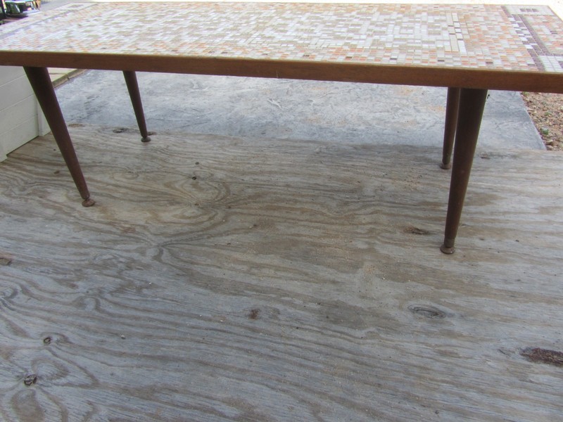 MCM earthy abstract Tile art modern art deco coffee table taper legs 60s boho gallery