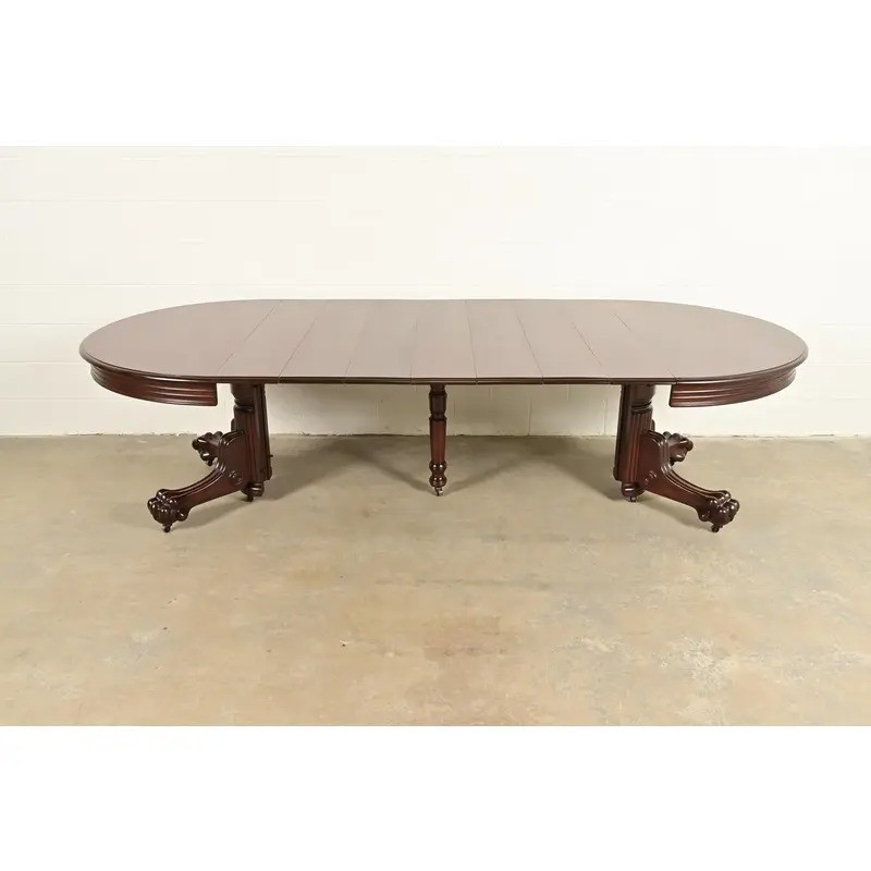 R. J. Horner Victorian Carved Mahogany Extension Dining Table, Newly Refinished gallery