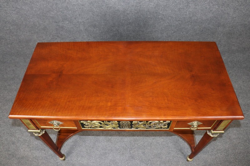 French Empire Style Two Tier Console Table by John Widdicomb with Brass Mounts gallery