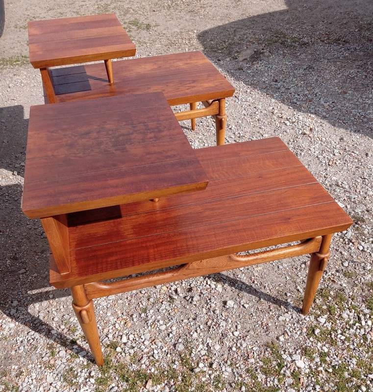 Pair of Mid Century Walnut Step End Tables / Side Tables by Lane (SET-8) gallery