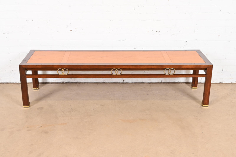 Michael Taylor for Baker Far East Collection Teak, Walnut, and Brass Table