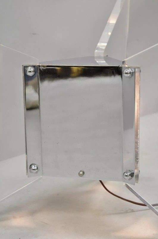Illuminated Mid Century Modern Lucite & Chrome Butterfly Coffee Table Base gallery