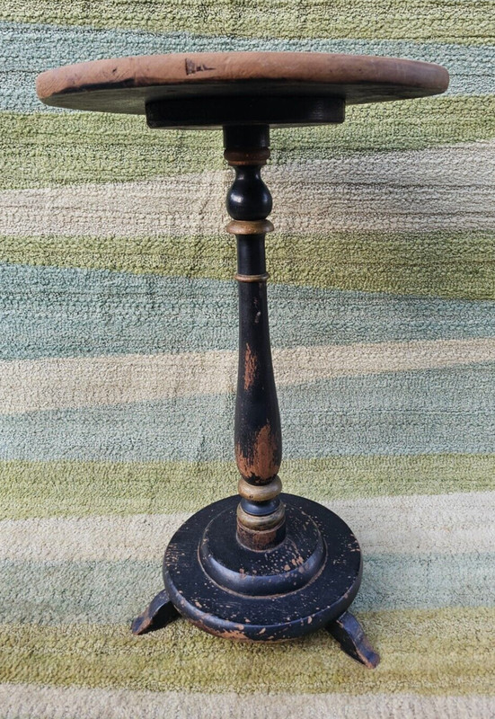 Antique Victorian Wine Pedestal Table, English Side Occasional Lamp Plant Stand gallery