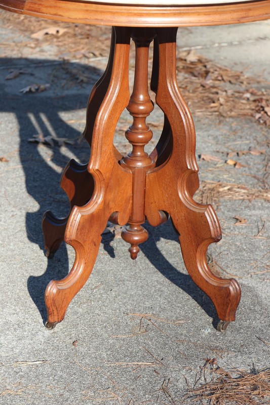 Petite Walnut Victorian Oval Marble Top Table ~ Ca.1870 gallery
