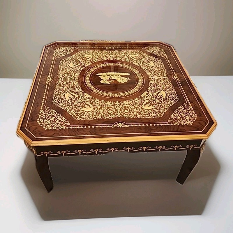 Vintage Italian Wood gaming table in excellent condition Complete Game Pieces