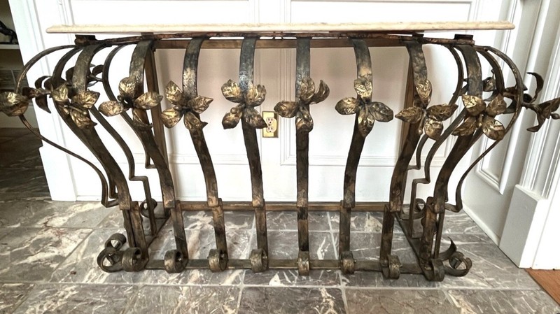 French Balcony Marble Top Console Table