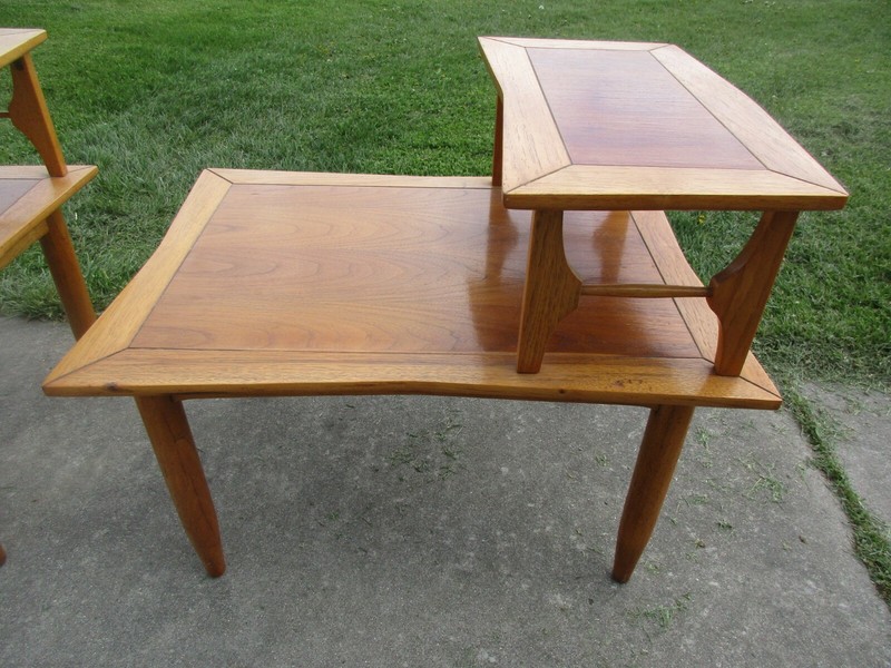 2 Lubberts & Mulder - Tomlinson Mid Century MCM Atomic Bow Tie Pecan End Tables gallery