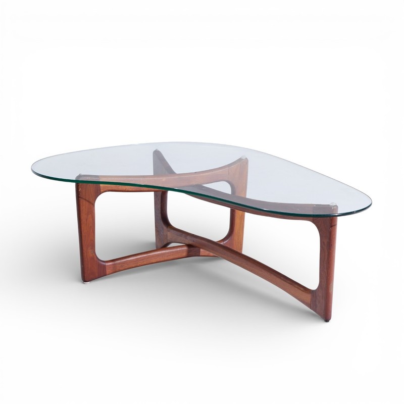Adrian Pearsall for Craft Associates Mid Century Walnut and Glass Coffee Table gallery