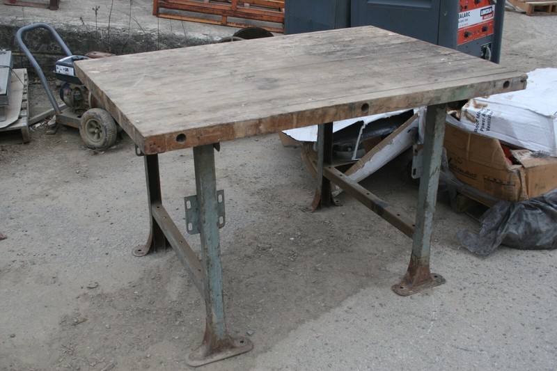 Vintage Wood Butcher Block Work Table 54″x37″x33.5″, 2″ Thick