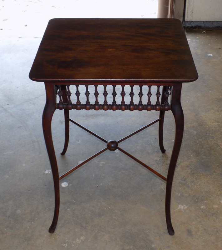 Antique Mahogany Spindle Side Table Duncan Phyfe Style Accent Table Refurbished gallery