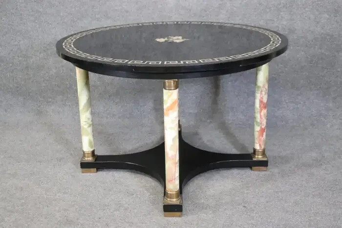 Italian Neoclassical Green Onyx and Mother of Pearl Inlaid Center Table gallery