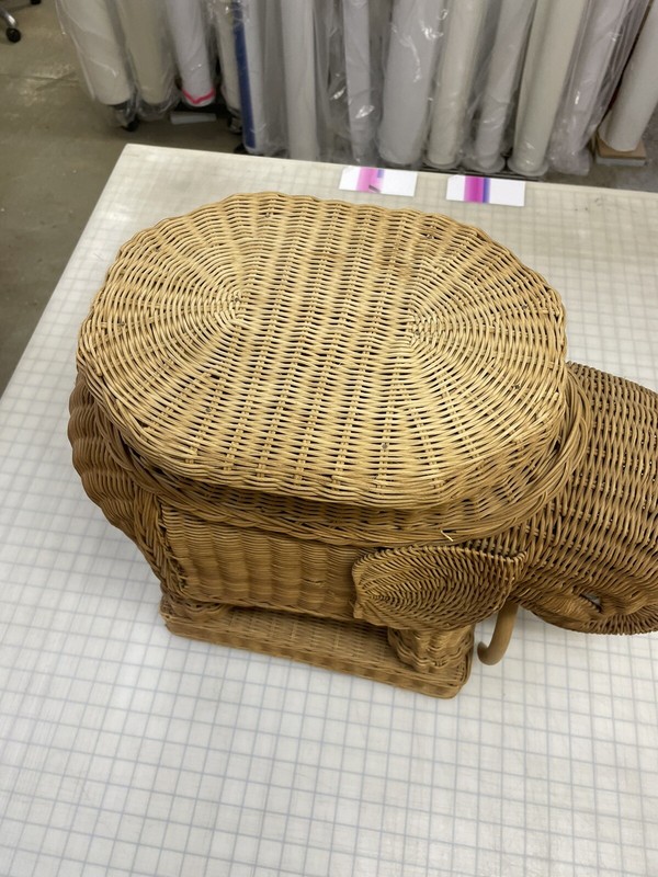 Vintage Rattan Wicker Elephant Side Table Plant Stand End Table gallery