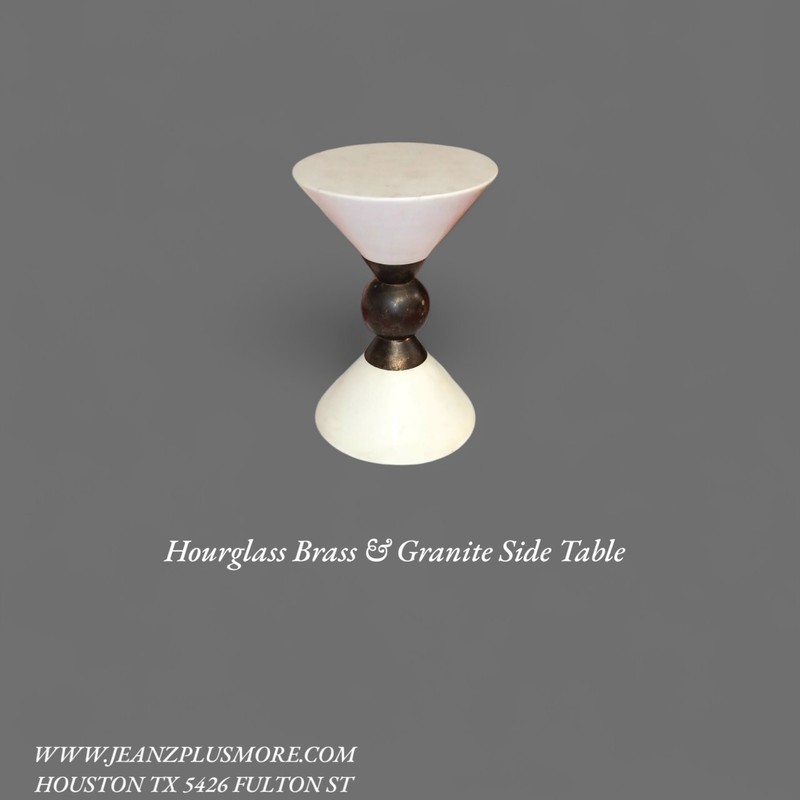 Hourglass Brass & Granite Side Table(18x18x12) 68lbs