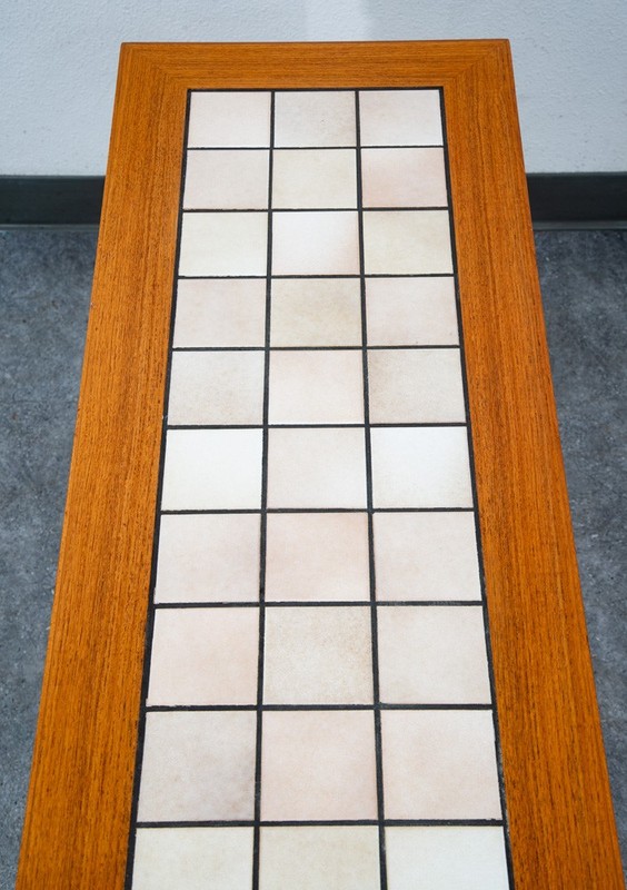 Mid Century Danish Modern End Table Side Entryway Console Wide Tile Teak Wood gallery