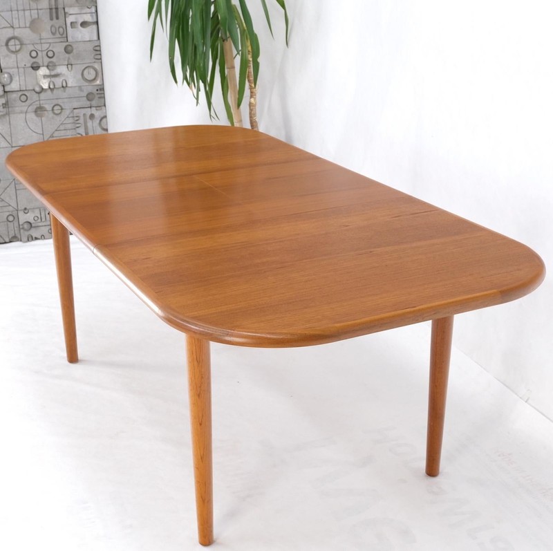 Danish Teak Rounded Corners Rectangle Dining Table One Hide Away Board Leaf Mint gallery