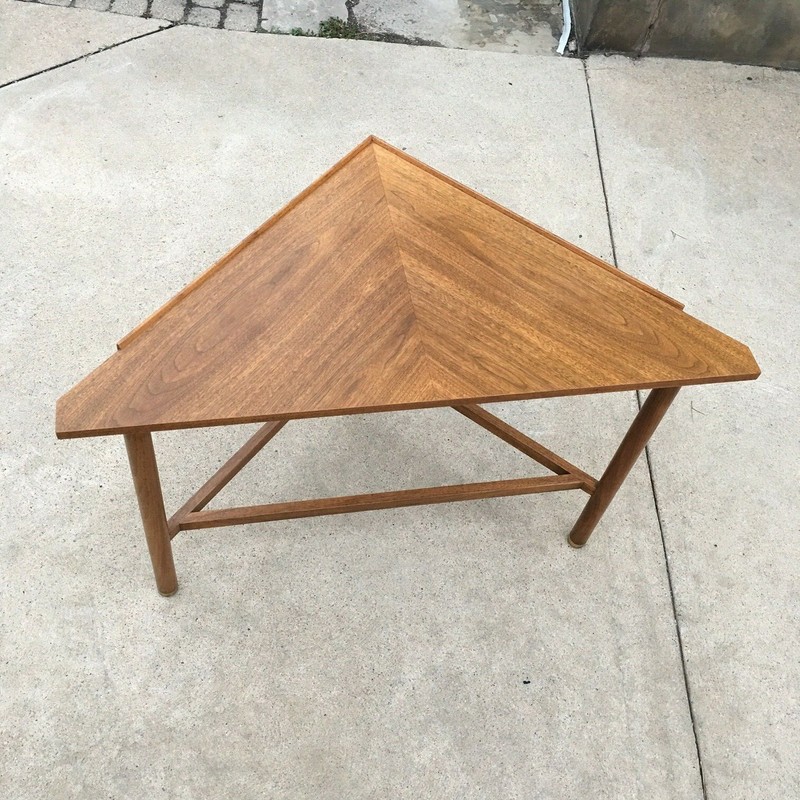 Mid Century Dunbar Edward Wormley Walnut Triangular-Side/End Table-Orig.Finish gallery