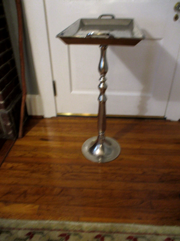 Fabulous! French 33" Standing Butlers Cocktail Serving Table, Handles Aluminum gallery