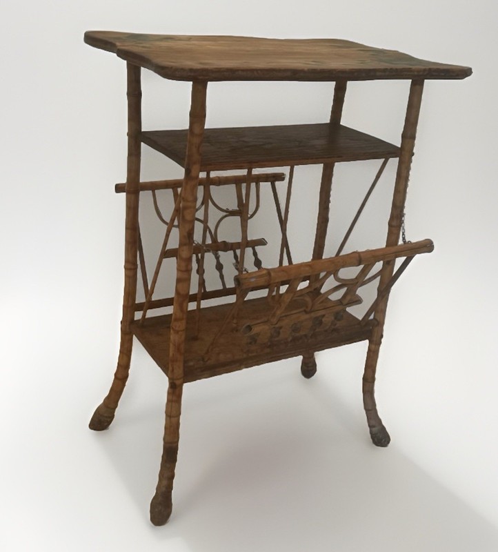 Victorian Burnt Bamboo & Cane Magazine/Accent Table 29 x 26 x 14”