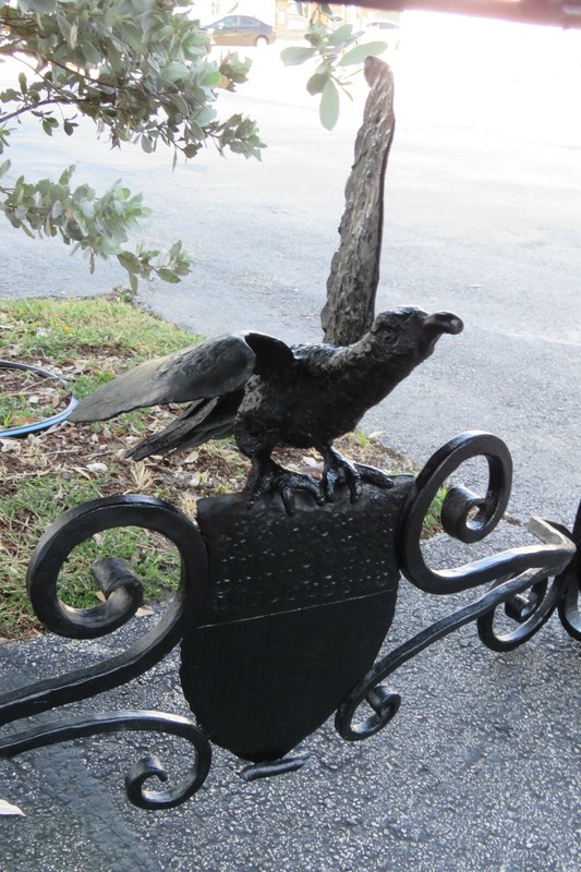 Art Deco Style Marble Top Painted Black Metal Bird Design Console Table 2872 gallery