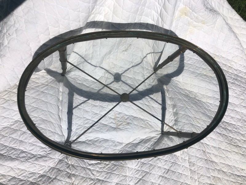 Vintage 1970s Brass Bamboo Coffee Table gallery
