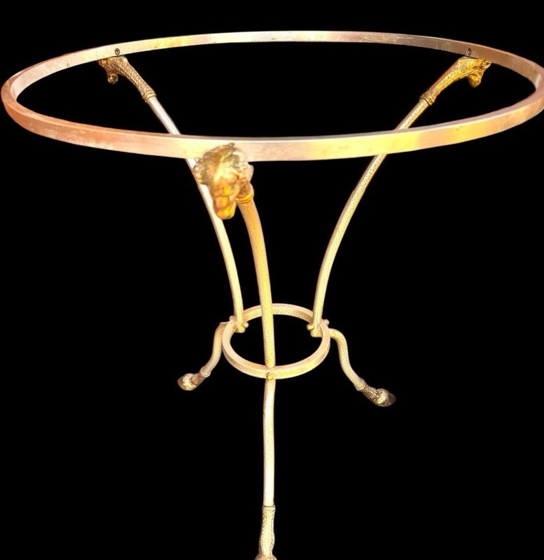 Ram Head And Hoof Manor Of Maison Jansen Beveled Glass Table Steel & Brass Italy