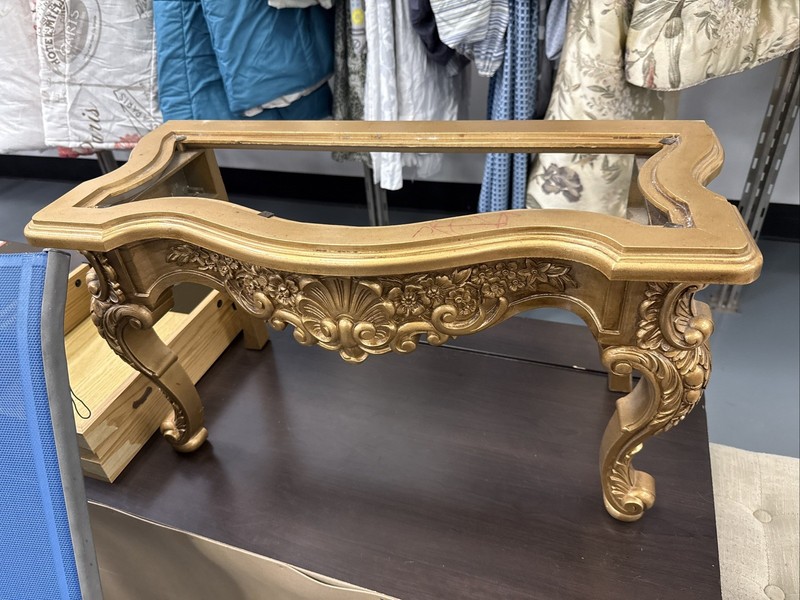 Vintage Mid Century Hollywood Regency Gold Gilt Ornate Baroque Rococo Low Table gallery